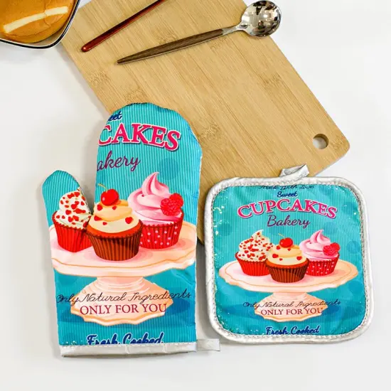 Oven Mitts Dessert Style Blue {1}