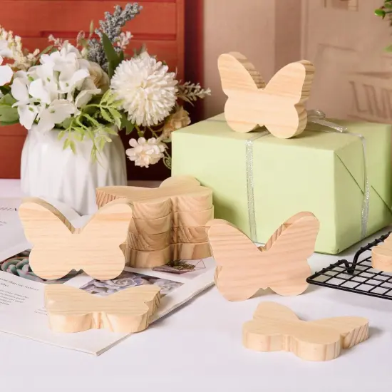 12 Pcs Butterfly Wooden Cutouts Unfinished Butterfly Shaped Table Signs Wood Butterfly Blocks to Paint Blank Wooden Table Centerpieces for DIY Crafts Spring Home Tiered Tray Decor,3.94x2.95 {4}