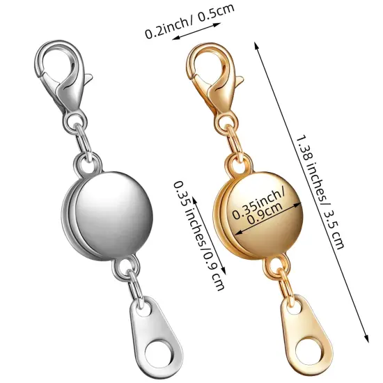 12 Pieces Locking Magnetic Jewelry Clasp Round Necklace Clasp Closures Bracelet Extender for Jewelry Making (Gold, Silver) {5}