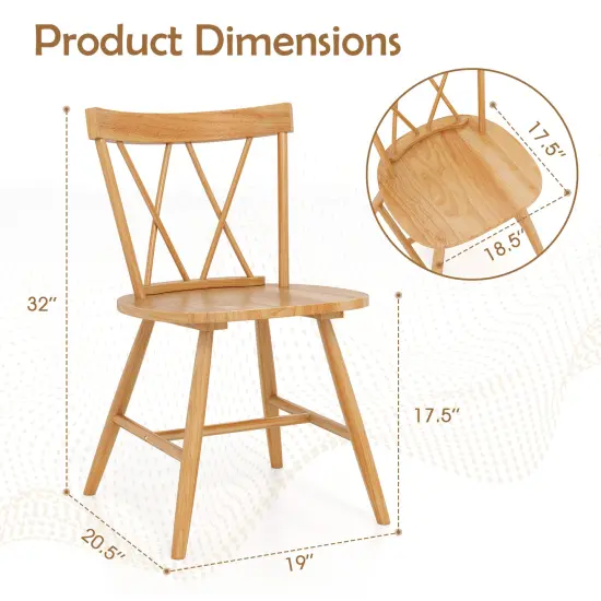 Farmhouse Dining Chair Set of 2, Rubber Wood Frame, Comfortable Seating for Kitchen and Dining Rooms Natural {5}