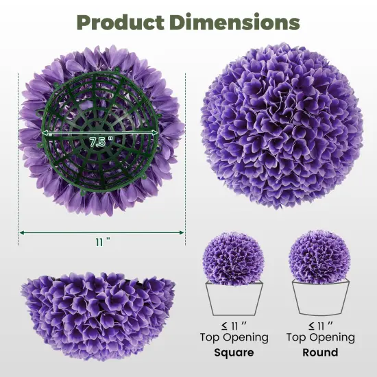 2 Pieces Artificial Plant Topiary Balls Faux Boxwood Decorative Balls Purple {4}