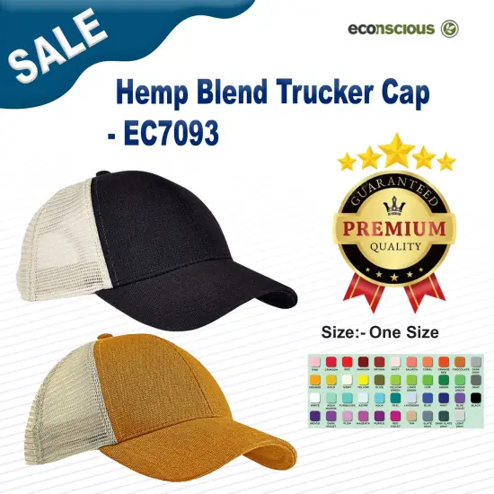 econscious&reg; Hemp Blend Trucker Cap BLACK/ BLACK {2}