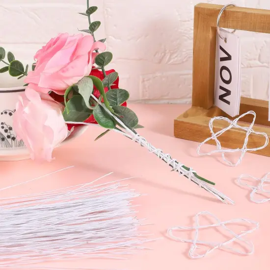 200 Pcs Floral Wire 26 Gauge Crafts Wire Florist Flower Wire Stems White Floral Wire for Crafts Bouquet Stem Wreath Making Flower Arrangement Supplies (White,14 Inch) {2}