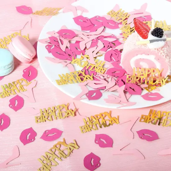 Girl Happy birthday confetti high heels and lips confetti for woman birthday party table decorations {4}