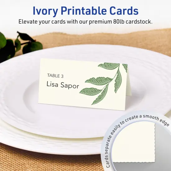 Avery Matte Ivory Tent Cards, 2-1/6" x 4" Rectangle {2}