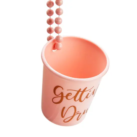 Sparkle and Bash Set of 12 Beaded Bachelorette Shot Glass Necklaces for Bridal Shower, White Bride Cup and Pink Bridesmaids Glasses, Gold Foil Design {6}