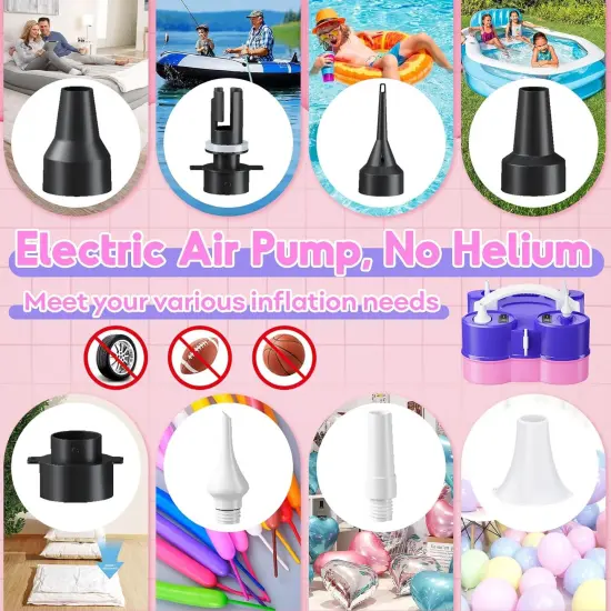 3-in-1 Electric Balloon Pump, Portable Electric Air Pump for All Balloons Inflatables Dual Nozzle Balloon Blower Machine for Latex 260q Foil Balloons 110V AC Inflator Deflator for Inflatable Pool Bed {4}