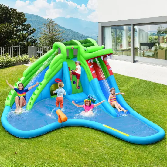 Inflatable Crocodile Style Water Slide Upgraded Kids Bounce Castle with 680W Blower {2}