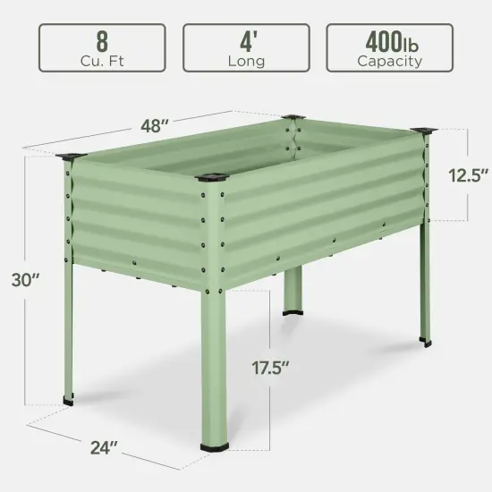 Best Choice Products 48x24x30in Elevated Galvanized Metal Garden Bed w/ Corner Protectors Sage Green {2}