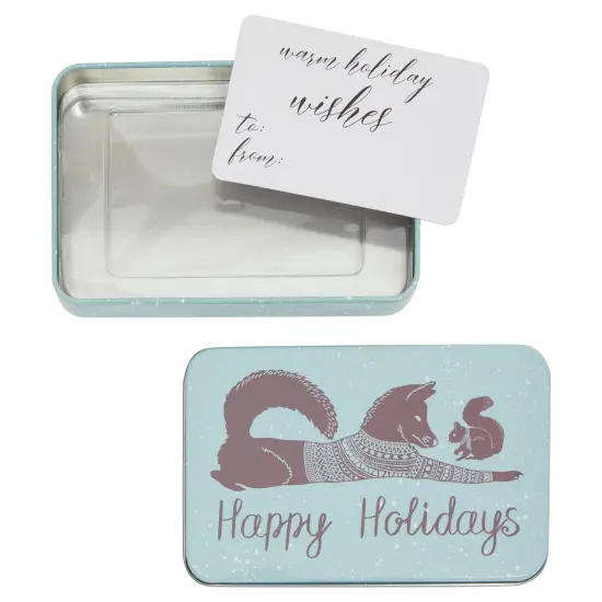 6 Pack Tin Christmas Gift Card Boxes With Lids for Stocking Stuffers, 6 Winter Animals Designs (5 x 3.25 In) {6}