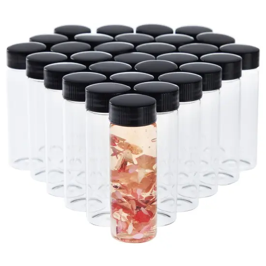 30 Pack Clear Liquid 1 oz Glass Bottles with Caps for Cosmetics, Makeup, Sample Liquid Storage (30 ml) {1}