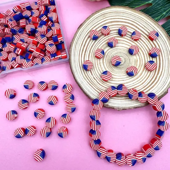 200pcs Flag Polymer Clay Beads {4}