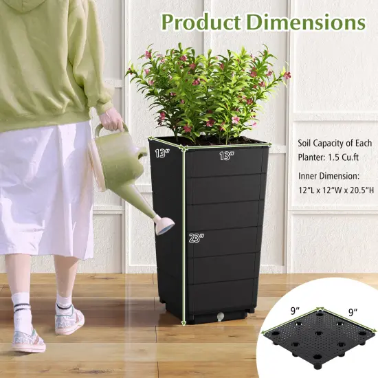 Modern Flower Planter for Front Porch and Lobby Black {5}