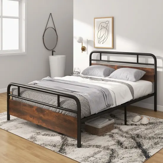 Industrial Metal Bed Frame with Headboard &ndash; Twin/Full/Queen Size, Sturdy Construction and Easy Assembly {3}