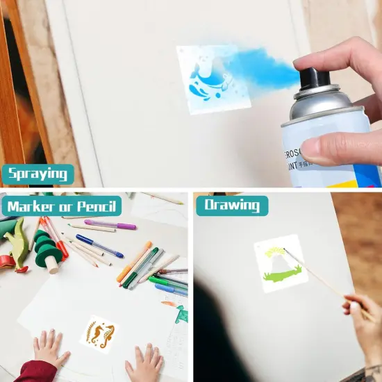 Summer Stencils for Painting, 20PCS 3 Inch Plastic Beach Stencils for Crafts Reusable, Small Stencils for Painting on Wood Canvas Rock, Funny Sea Life Stencils for Home Decor & DIY Projects {3}