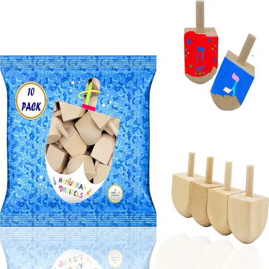 Hanukkah Wood Dreidels, Design Your Own Dreidel, DIY 1.5" Inch Unfinished Natural Wooden Chanukkah Dreidels (30-Pack) {1}