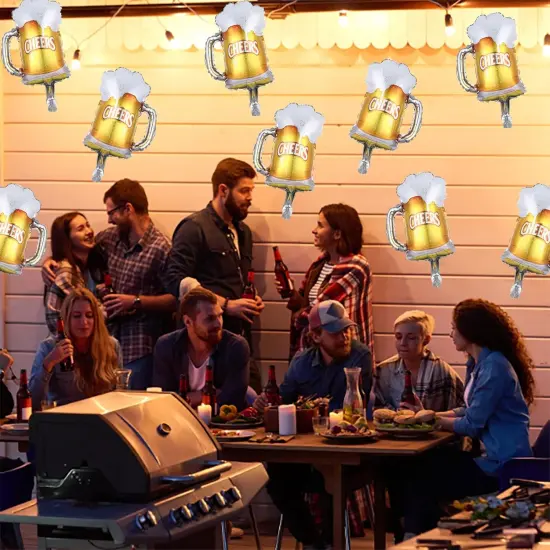 Beer Cup Balloons Set of 12, Beer Festival, Mug Cheers Mylar Foil Balloons Fit for Summer Party {4}