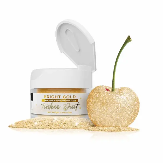 Bakell - Bright Gold Tinker Dust Edible Glitter (5g, 1x Jar) for Food, Desserts, and Beverages! {1}