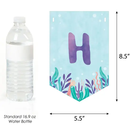 Big Dot of Happiness Mermaid Happy Birthday Party Banner, Mermaid Characters Party Decorations - Happy Birthday Bunting Banner {4}