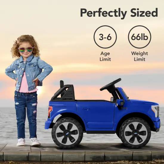 Best Choice Products Kids 12V Ride On Car Officially Licensed Ford Lightning Truck w/ Remote, LED Lights Blue {6}