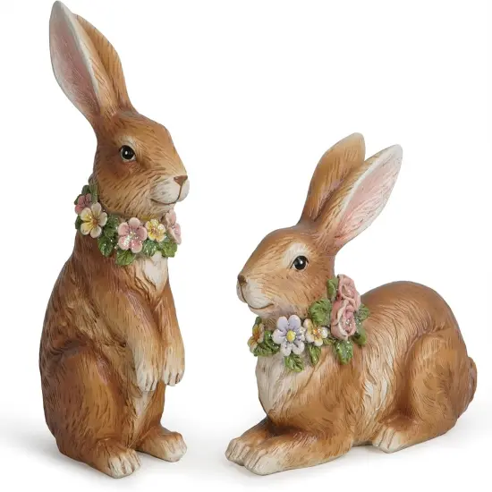 Spring Garden Patio Bunny Figurine Set (2pcs) The Perfect Accent for a Wonderful Garden-Easter Bunny Figurine {2}