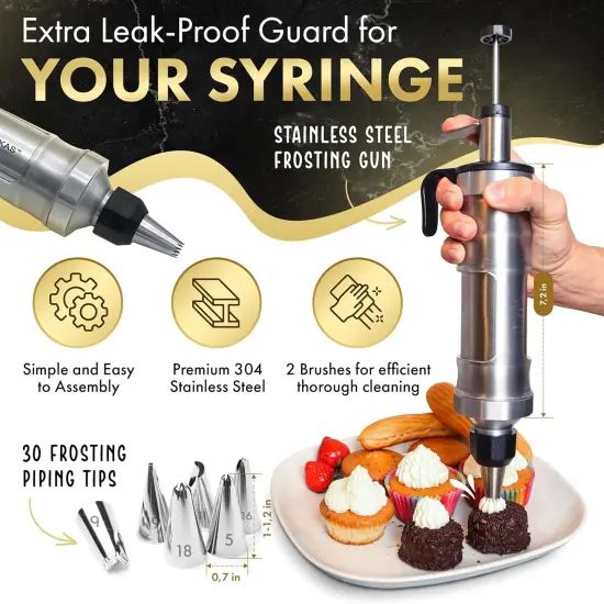 159 Baking Supplies, Icing Gun with 30 Piping Tips, Frosting Piping Kit for Beginners {3}