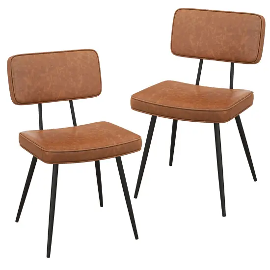 Set of 2 Dining Chairs with Padded Backrest and Seat Comfortable and Stylish Seating Brown {1}