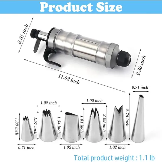 Dessert Decorating Syringe Set, Icing Piping Kit Stainless Steels Cake Decorating Tools {6}