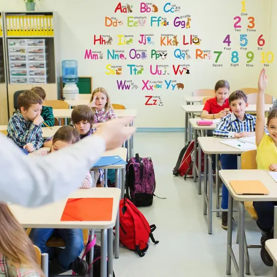 6 Sheets Alphabet Number Color Weather Learning Educational Wall Decals {5}