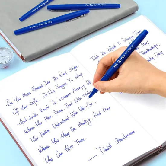 Felt Tip Pens, 40 Blue Pack, 0.7mm Medium Point, Felt Tip Markers Pens for Journaling, Writing, Note Taking, Planner, Perfect for School Office and Art Supplies {3}