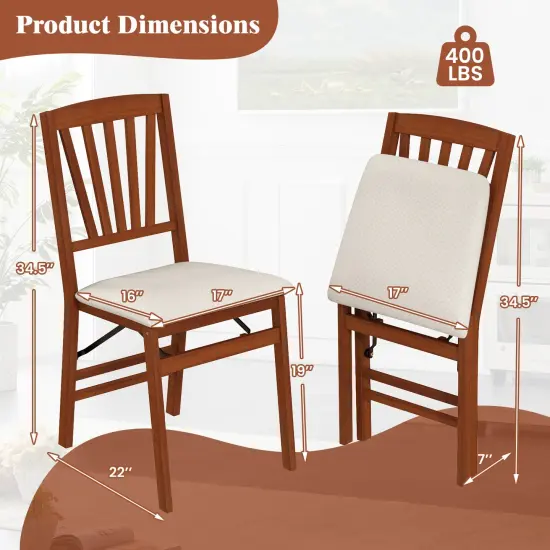 Folding Dining Chairs Set of 2 with Padded Seat, Rubber Wood Frame and Space-Saving Design {5}