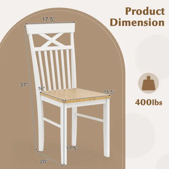 Wooden Kitchen Dining Chair Set of 2 with Rubber Wood Frame-Natural {4}