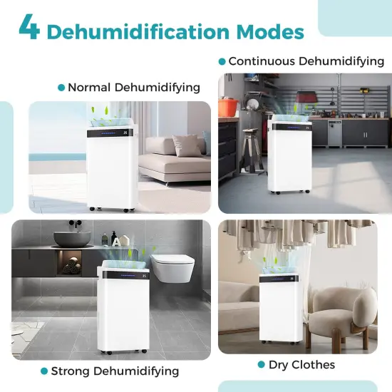 4500 Sq. Ft 57 Pint Dehumidifier for Home and Basement-White {5}