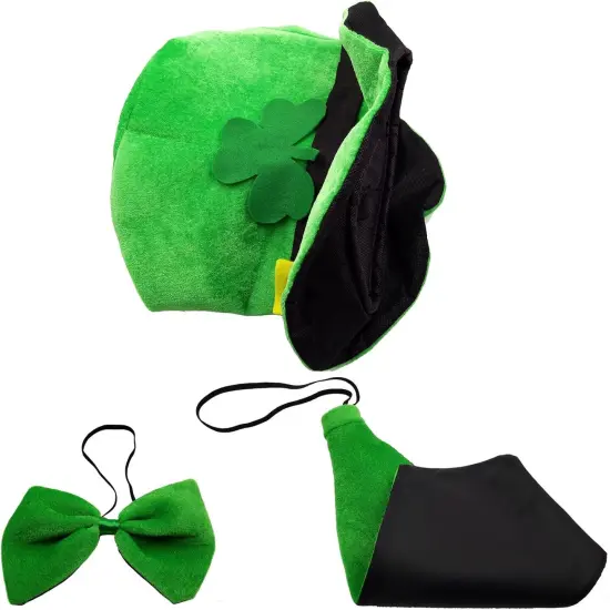 St. Patrick's Day Party Costume Suit Hat, Bow, Bow Tie, Beard, Scarf (Hat, Beard, Tie, Bow tie) {4}