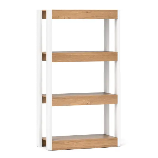 4 Tier Bookshelf Wooden Bookcase with Dual Anti-Tipping Kits Perfect for Living Rooms, Bedrooms Or Studies Natural {1}