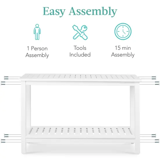 Best Choice Products 48in 2-Shelf Indoor Outdoor Wooden Console Table Multifunctional Buffet Bar Storage White {6}