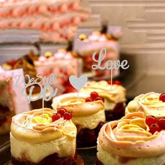 24Pcs We Still Do Cupcake Toppers Glitter Love Heart {5}