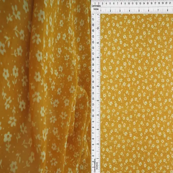 1 Yard High Multi Chiffon Ditsy Floral Print Woven Fabric Sheer Lightweight 57/58" Width RUST {7}