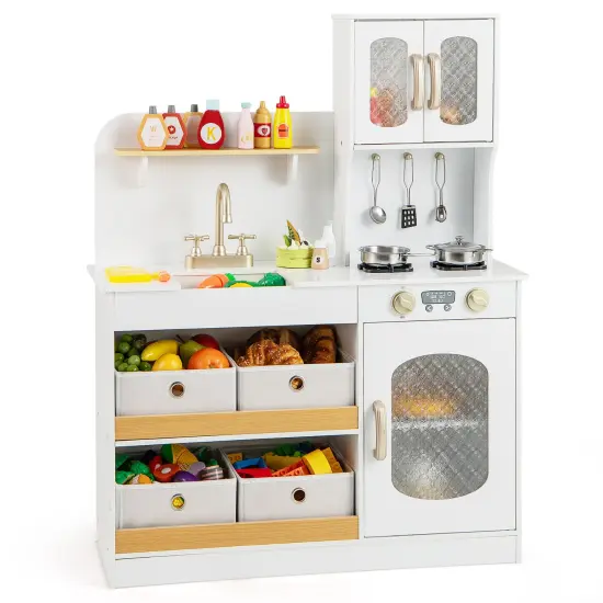 Plastic Kids Kitchen Playset with Cooking Accessories and Toy Cut table Veggies {1}