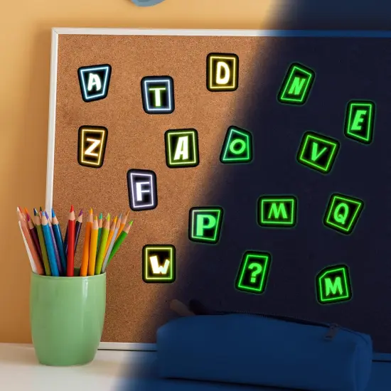 70 Pcs Alphabet Neon Stickers for Kids Glow in The Dark {4}