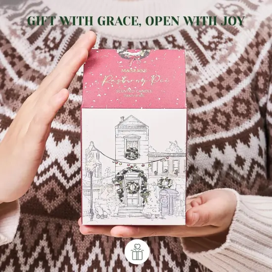 Christmas Holiday Candle - Raspberry Pie Scent, 8.1oz Soy Wax, Ideal Winter Home Decor Gift for Women and Men {5}