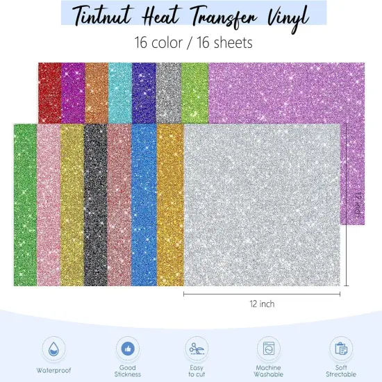 Glitter HTV Heat Transfer Vinyl - 16 Sheets {2}