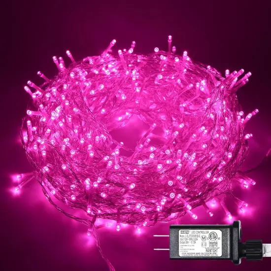 800 Led Pink String Lights Outdoor Waterproof Valentines Day Decorations, 330 Ft Pink Led String Lights for Bedroom, 8 Modes Plug in Fairy Lights for Outside, Pink Room Decor {1}