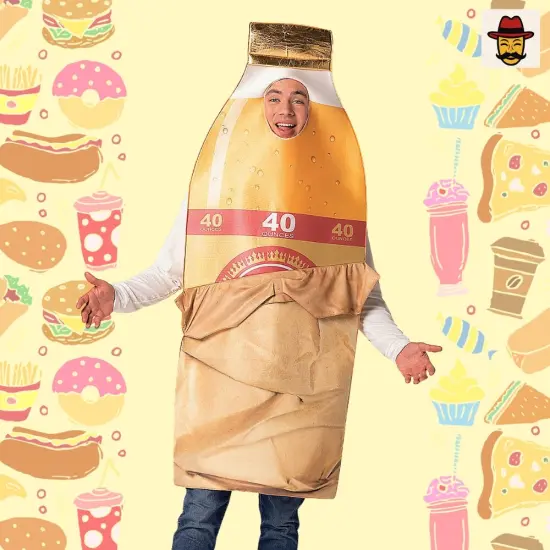 Brown Bag Bottle Costume Beverage Foam Tunic Photo Print Funny Adult Halloween Party Outfit {5}