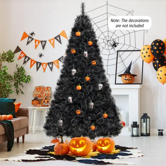 Black Artificial Halloween Christmas Tree with PVC Branch Tips and Cool White LED Lights {2}