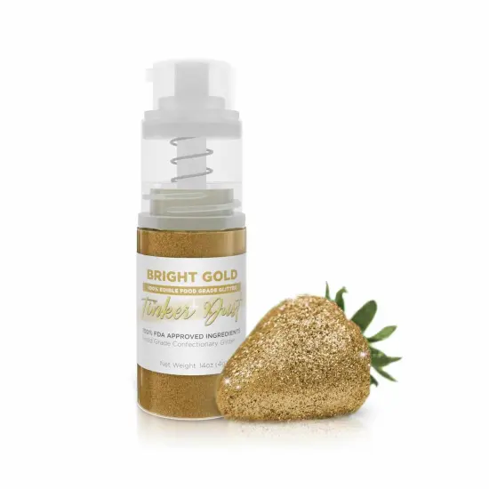 Bakell - Bright Gold Tinker Dust Edible Glitter (4g, 1x Spray Pump) for Food, Desserts, and Beverages! {1}
