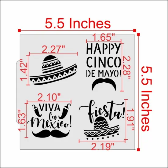 Cinco de Mayo 4 Piece Cookie Stencil Bundle {2}