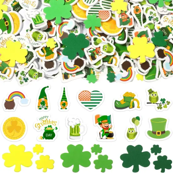 660 Pieces St. Patrick's Day Foam Sticker Assorted Styles Adhesive Decals Shamrock Foam Stickers for St. Patrick's Day {1}