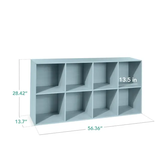 Best Choice Products 8-Cube Bookshelf, 13.5in Display Storage System, Organizer w/ Removable Back Panels Light Blue {2}