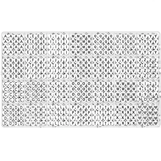Alphabet Beads A-Z 1200+Pcs Letter Beads, Acrylic 4x7mm Round Letter Beads Kits,Black Digit and Colorful Smile Beads for Bracelets Necklaces DIY Jewelry Making (Black,1200+PCS) {2}